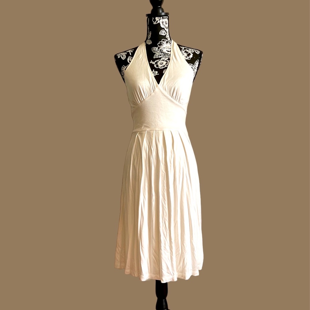 Diane von Furstenberg DVF White V Plunge Halter Neck Open Back Dress size 8 NWT